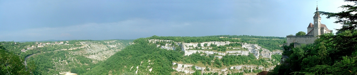 deRocamadour-5 images.jpg - vue à partir du haut de Rocamadour - 5img (1.60m x 34cm)